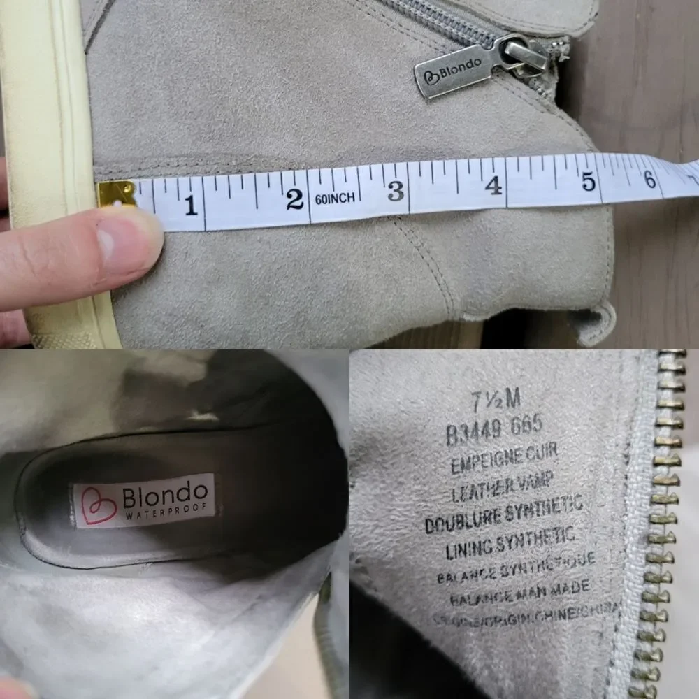Blondo Giselle Waterproof Gray‎ Suede Leather High Top Side Zip Sneakers 7.5